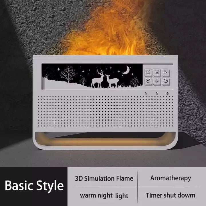 Neues, schickes Design, 200 ml, Babypflege, Schlafsimulation, 3D-Feuerlampe, Flamme, weißes Rauschen, USB-Musik, Diffusor für ätherische Öle | VR-WN03 