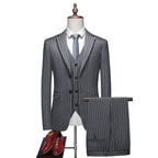 Men's Slim Fit Three-Piece Suit Set | Fashion Big & Tall Wedding Banquet Blazer with Waistcoat | Modern Business Formal Wear | 838