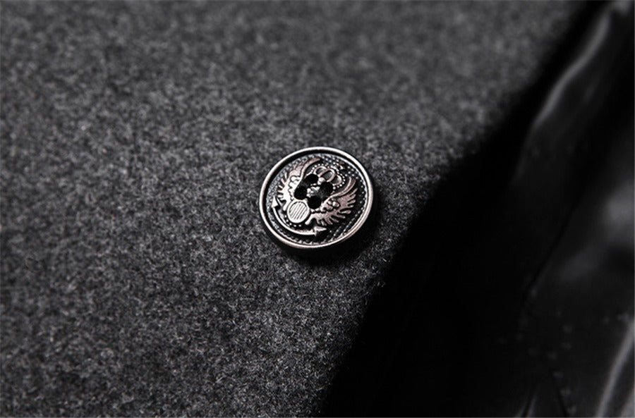 Klassischer Wollmantel für Herren, dicker, mittellanger Trenchcoat aus hochwertiger Wolle und Mischgewebe | 2811 