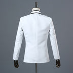 Herrenanzug, 2-teilig, formell, bestickt, elegant, mit blinkenden Pailletten, Kristallen, Blazer, Mantel, Abschlussball, Party, Smoking, Kostüm, Hochzeitsoutfit 