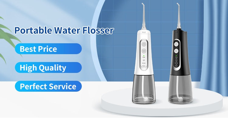 Wasserdichter, wiederaufladbarer, kabelloser, elektrischer, tragbarer Jet-Zahnreinigungs-Munddusche mit Wasser-Flosser | 