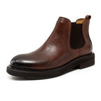 Men's Chelsea Boots | 2025 Autumn Winter British Retro Ankle Boots | Chunky Sole Leather Pull-On Boots | B3923