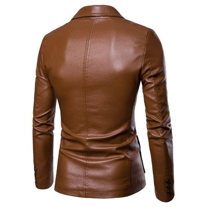 Giacca da uomo in pelle casual classica da lavoro motociclette PU giacca in pelle cappotto | 1412 