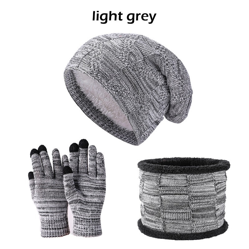 Unisex Winter Beanie Mütze Schal Touchscreen Handschuhe Set Strick Slouchy Beanie Skull Cap Fäustlinge Kreis Schals | DXBN092