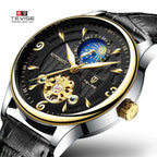 Herren-Automatikuhr aus Leder, mechanisch, Tourbillon, wasserdicht, Freizeituhr | T820b 