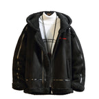 Herren Retro Polar Fleece Arbeitskleidung Baumwollmantel Stehkragen Kapuze Loose Fit Freizeitjacke | A048MY10 