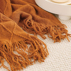 Gemütliche Strickdecke mit Quasten, leichtes, atmungsaktives Acryl für Sofa- und Reisekomfort | YENLN06 