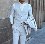 Zweireihiger Herrenanzug, 3-teilig, maßgeschneidert, Smart Fit, für Anlässe, Partys, Business-Anzüge (Blazer + Weste + Hose) | HC67 