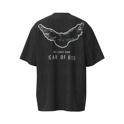 FOG Vintage Retro Taubendruck Halbarm T-Shirt Unisex Trendy Doppellinien Design T-Shirt | FOG 