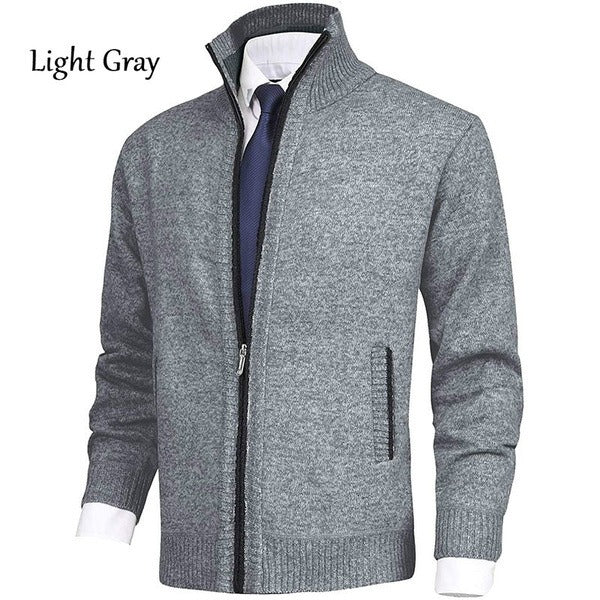 Herren Stehkragen Strick Einfarbig Reißverschluss Outdoor Strickjacke Strickwaren Casual Tops Mantel Jacke | 7701 