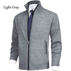 Herren Stehkragen Strick Einfarbig Reißverschluss Outdoor Strickjacke Strickwaren Casual Tops Mantel Jacke | 7701 