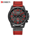 Herren Lederuhr Chronograph Armbanduhr Business Quarz Kalender Militäruhr | 8314 