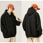 Unisex Kapuzenpullover aus schwerem Wildleder im Retro-Stil im amerikanischen Stil für Herbst und Winter | Locker sitzender Hoodie | L3848 
