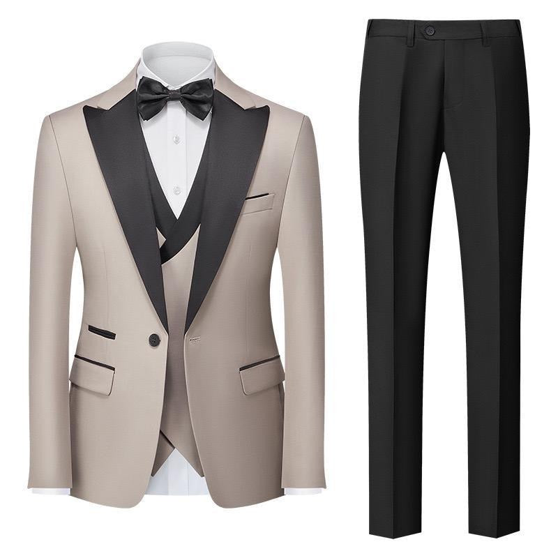 3-teiliger Herrenanzug mit Kragen für Hochzeitsfeiern und formelle Smokings, Jacke mit Hose, Weste, Anzug-Sets | 701 