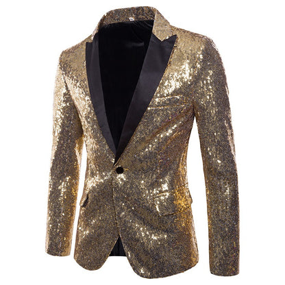 Men's Performance Blazer Sequins Suit Jacket Fit Wedding Coat | X36-X20