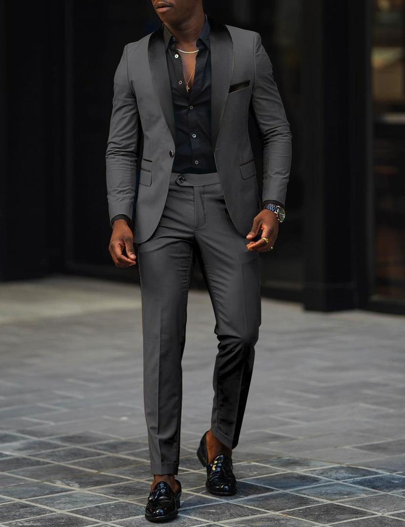 Zweiteiliger Herrenanzug mit einem Knopf, Smoking, Smart Fit, Anzug für den Abschlussball, Hochzeits-Smoking | 1988