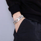 Herren Retro Titan Stahl Armband – Punk Rock Stil mit Schnappverschluss | KB123641-BDJX 
