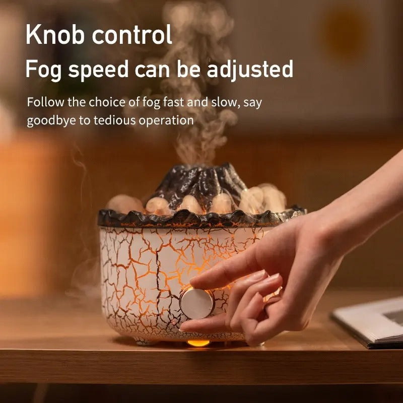 Lava Cracked Volcano Diffusor für ätherische Öle, Quallenspray, Simulation von Feuer und Flammeneffekt, Luftbefeuchter, Heimdiffusor | V21b pro 