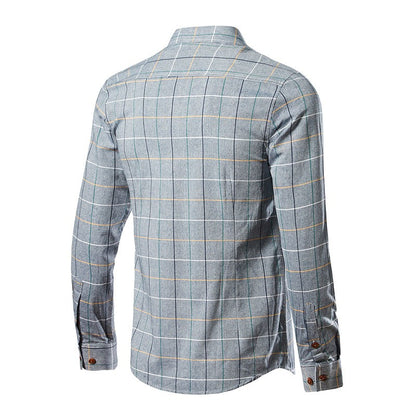 Men's 100% Cotton Long Sleeve Plaid Slim Fit Button Down Dress Shirt | 228-CS27