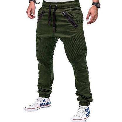 Pantaloni da jogging da uomo con coulisse, tinta unita, tasca con cerniera, pantaloni sportivi all'aperto | 8812 