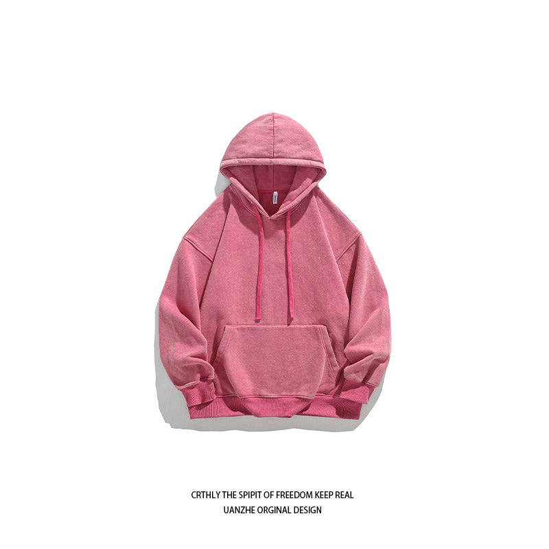 Unisex Heavy French Terry Bonded Fleece Hoodie Dicker Vintage Distressed Washed Pullover | A042-23XW99282 