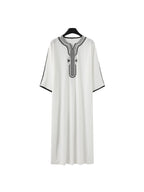 Muslimische Herrenrobe, mehrfarbig, kurzärmelig, bestickt, arabisch-marokkanisch, elegante traditionelle Kleidung | 21450 