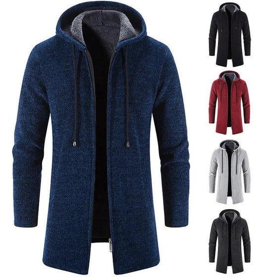 Men Hooded Zip Fleece Knit Sweaters Coat Warm Thick Windbreaker Jackets Coat | 6619