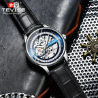 Herren Skelett Automatik Mechanische Uhr Lederarmband Uhr Top Armbanduhr | T836D 