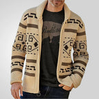 Stilvolle Slim Fit Jacquard-Strickjacke für Herren mit langen Ärmeln, lässiger Reverspullover | SY0013 