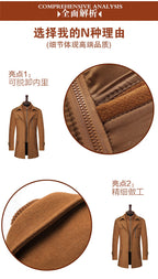 Herren Doppelkragen Wollmantel Warm Plus Size Langer Mantel Winddichter Trenchcoat | 1004 