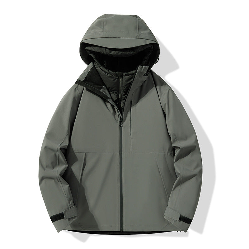 Men's Outdoor Jacket 90% Duck Down Filled Parka with Detachable Shell All-Season Waterproof Hiking Coat
