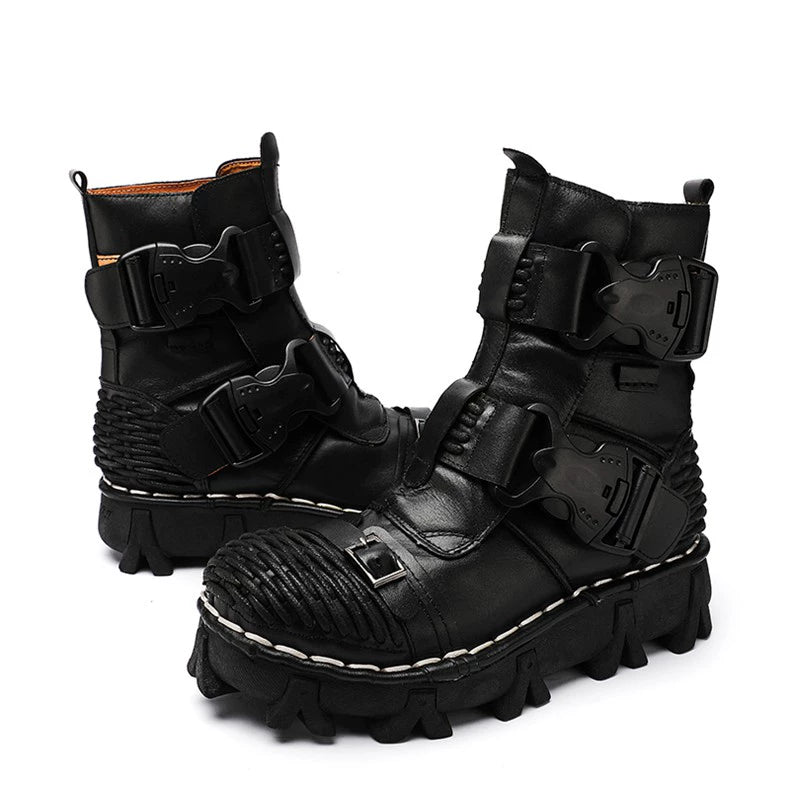 Men’s Genuine Leather Harley Motorcycle Boots | Anti-Slip Work Boots | 6618