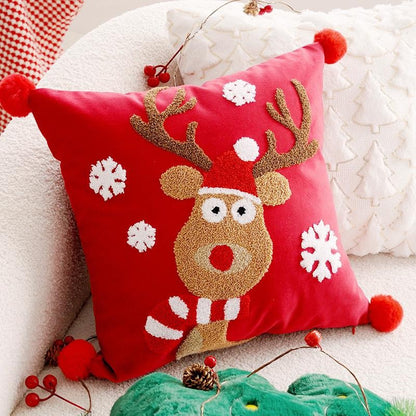 Christmas Embroidery Pillowcase - Removable Cushion Cover for Bedroom & Living Room |