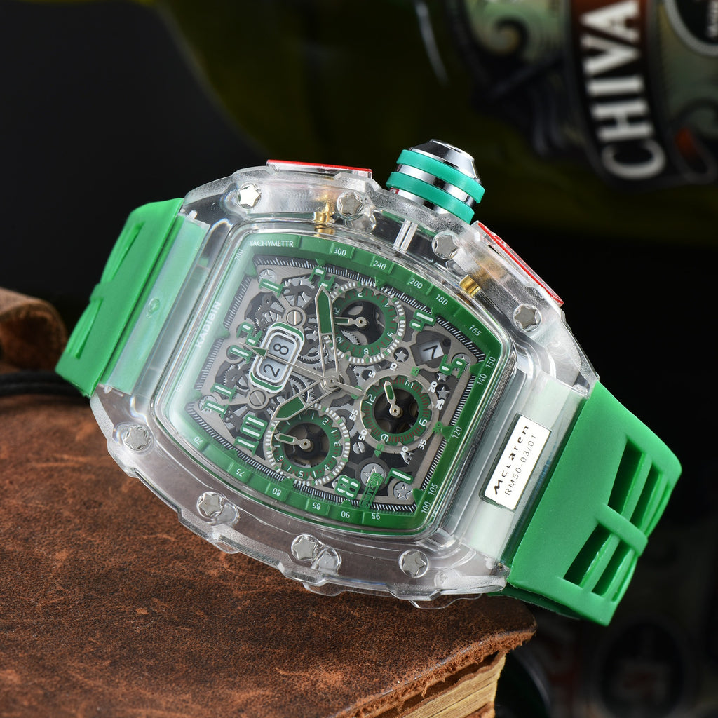 Herren Luxus Beste Sportuhr Transparentes Gehäuse Chronograph Neue Geschenkuhren | 