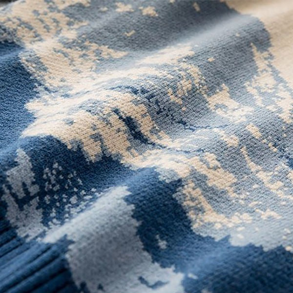 Herren Pullover Winter Schnee Berg Pullover O-Ausschnitt Lockerer Pullover Wolle Langarm Sweatshirt | 231026-7