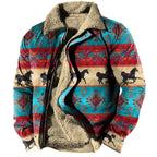 Herren Plus Size Casual Aztec Geometric Print Fleecejacke Streetwear Herbst Winter Loose Fit Mantel | TS-6594 