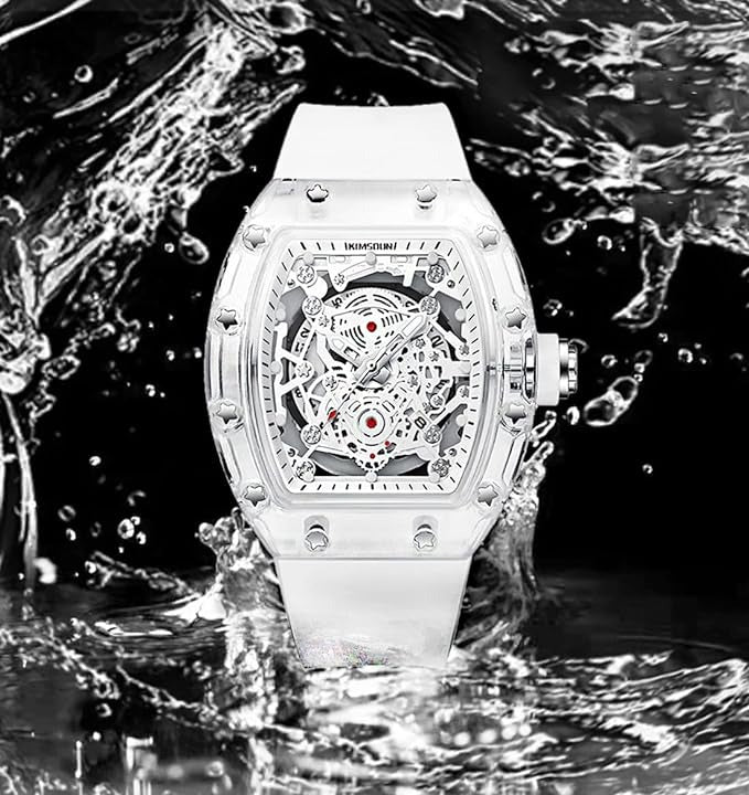 Men's Watches Luxury Transparent Barrel Shaped Hollow Automatic Mechanical Watch | K-2015A