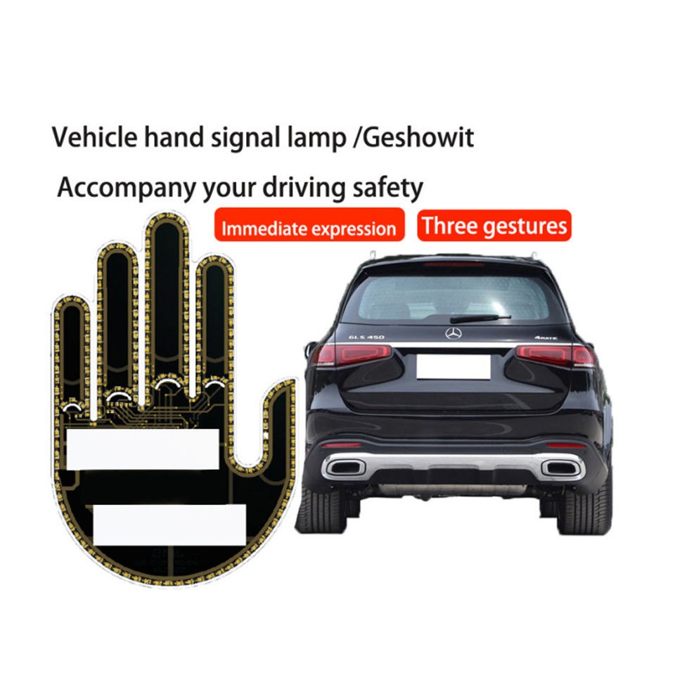 Car Finger Light with Remote Gesture Light Auto Amber Middle Finger Warning Brake Light