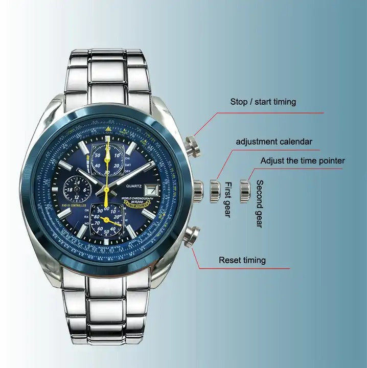 Herren Luxusuhr Marke Quarz Business Chronograph Wasserdichte Armbanduhr | 8220 