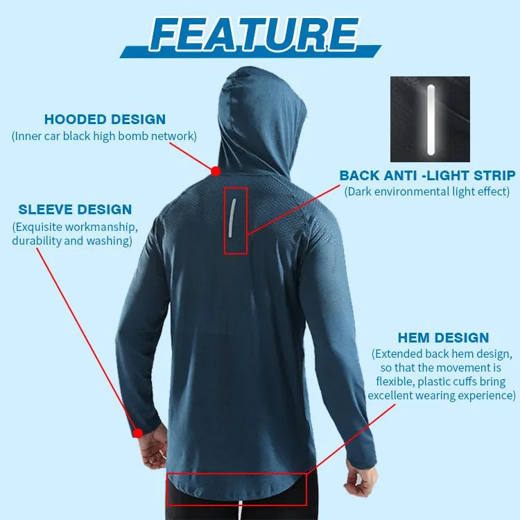 Men's Fitness Running Sport Hoodie Gym Hooded Muscle Training Sweatshirt Tops | 61139