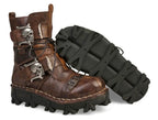 Men's Genuine Leather Harley Boots | Skull Design Motorcycle Ankle Boots | Waterproof & Anti-Slip Work Boots | 1809
