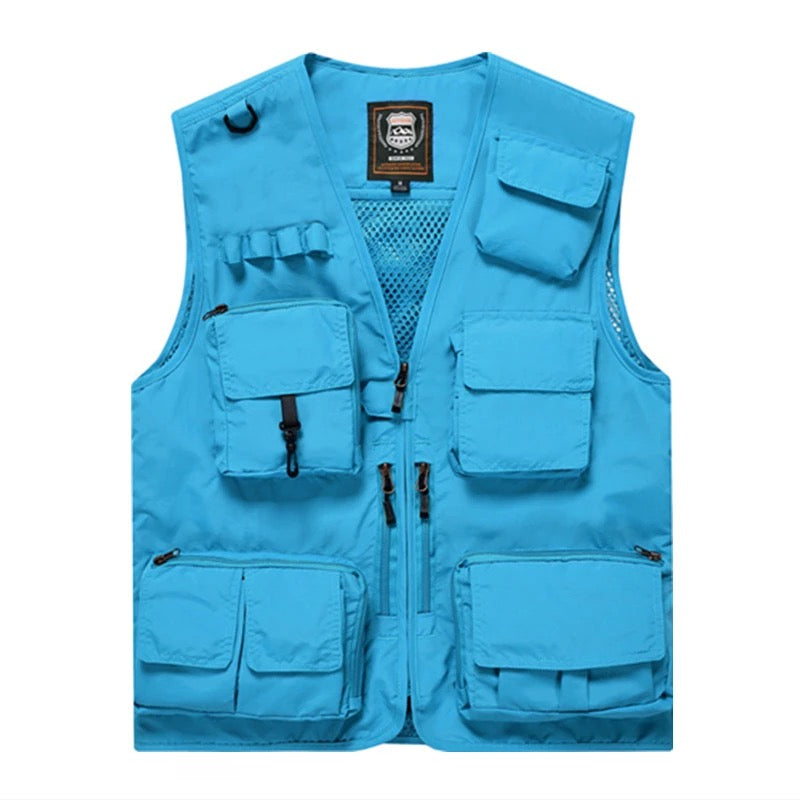 Herren Multi Taschen Cargo Weste Angeln Pullover Für Klettern Camping Wandern Sommer Weste Top 