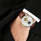 Herren-Automatikuhr aus Leder, mechanisch, Tourbillon, wasserdicht, Freizeituhr | T820b 