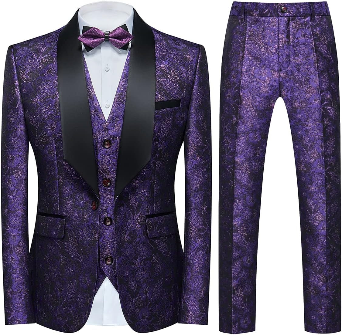 Completo da uomo 3 pezzi smoking set motivo floreale qualità premium blazer gilet e pantaloni set 3 pezzi festa di nozze e occasioni festive | 802 