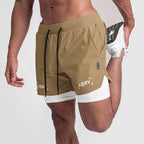 Neue Doppeldecker-Laufshorts Fitness Workout Bermuda Schnelltrocknende Kurze Hosen Unterteile | K-55 
