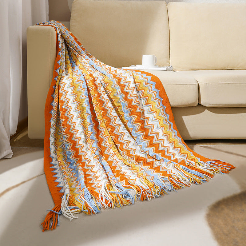 Cozy Knit Blanket with Tassels Soft and Stylish Throw for Home Comfort | JB013