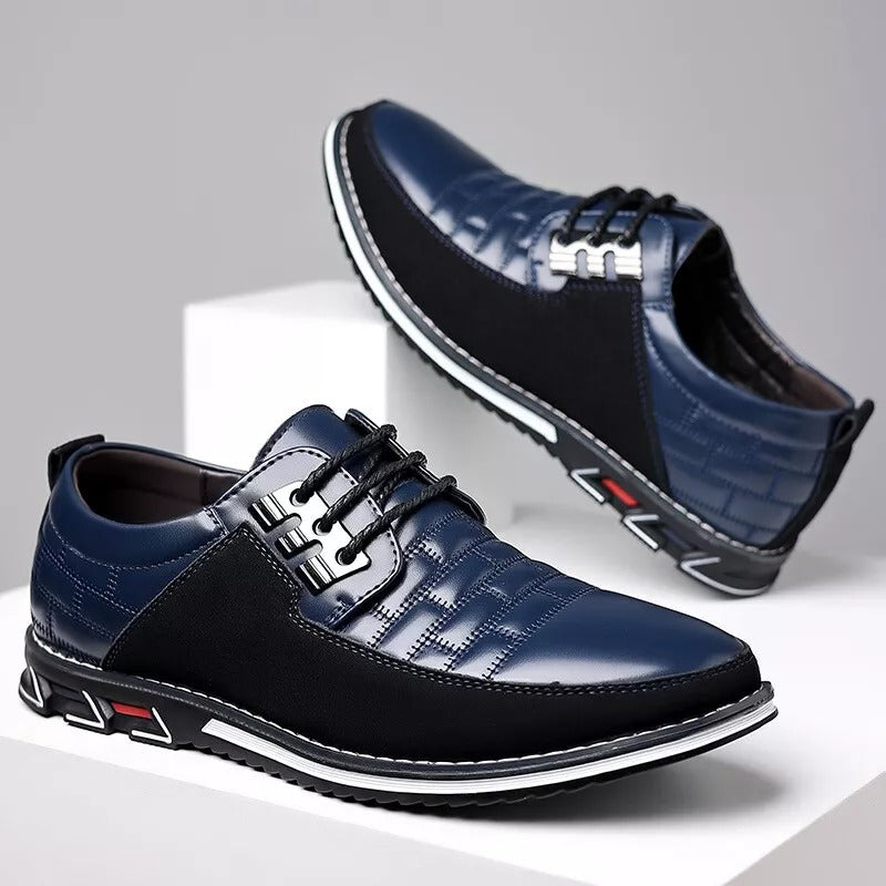 Herren-Derby-Schuhe im britischen Stil mit Karomuster, rutschfeste Leder-Loafer, Mokassins, Hochzeitsschuhe |