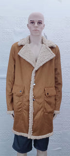 Herren Winter Ledermantel – Lange warme Kunstpelz-Manteljacke | 6011# 