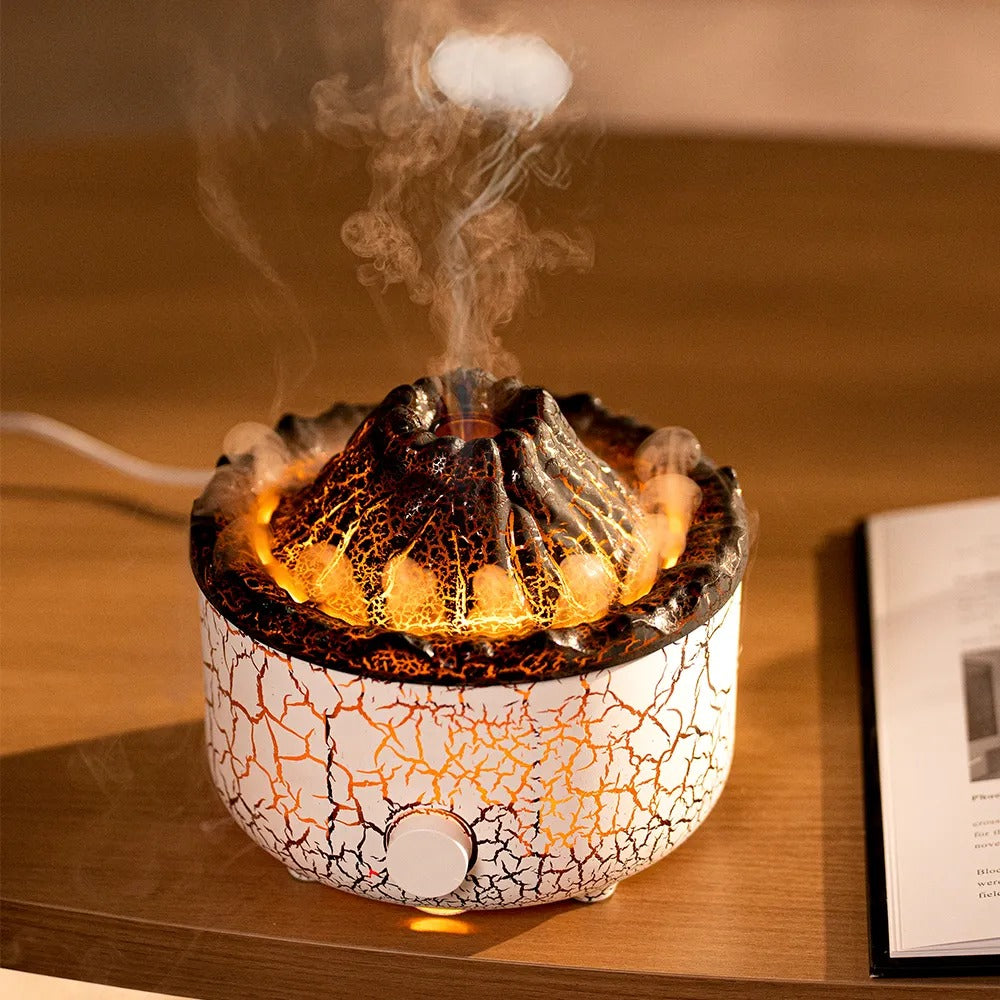 Lava Cracked Volcano Diffusor für ätherische Öle, Quallenspray, Simulation von Feuer und Flammeneffekt, Luftbefeuchter, Heimdiffusor | V21b pro 