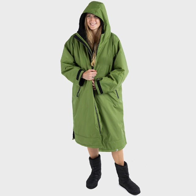 Warm Waterproof Swim Parka Oversized Hooded Changing Robe Sherpa Liner Swimming Coat Dry Surf Poncho |